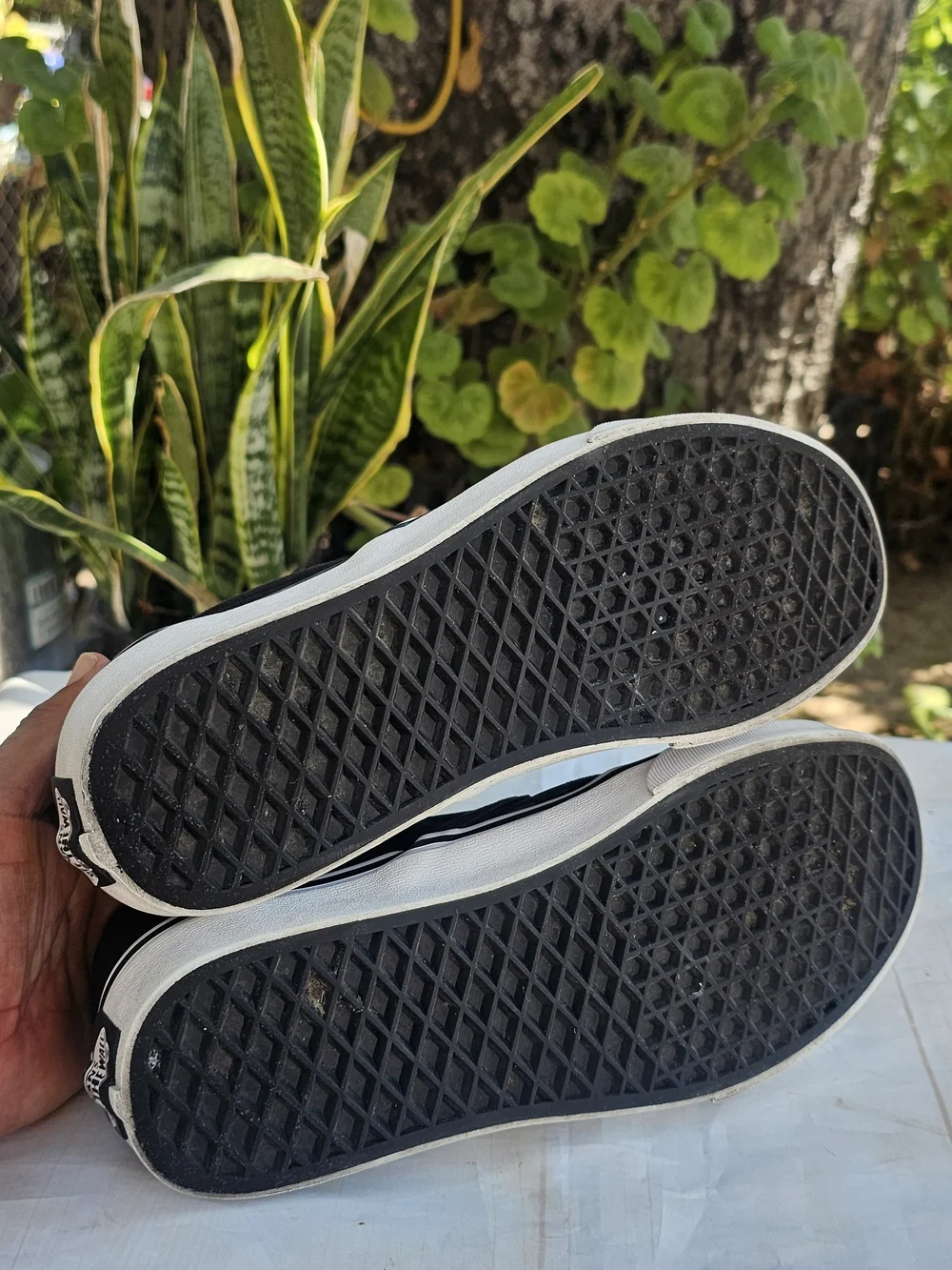 Vans Men’s Classic Slip-On Checkerboard Sneakers in Black